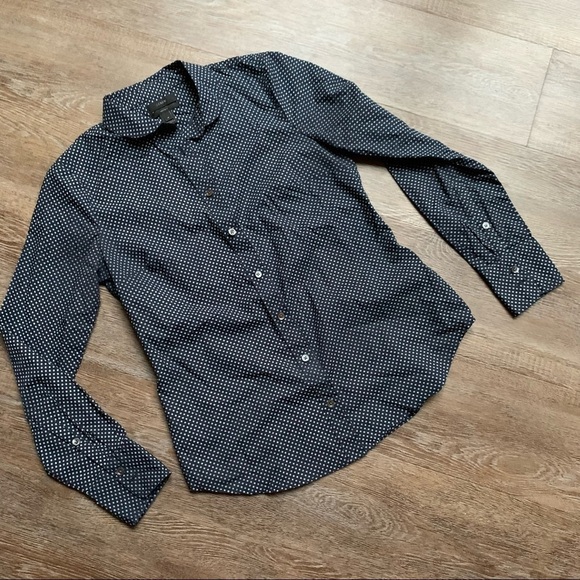 J.CREW Polka Dot Slim Stretch Perfect Shirt In Navy White 4 - Picture 6 of 9